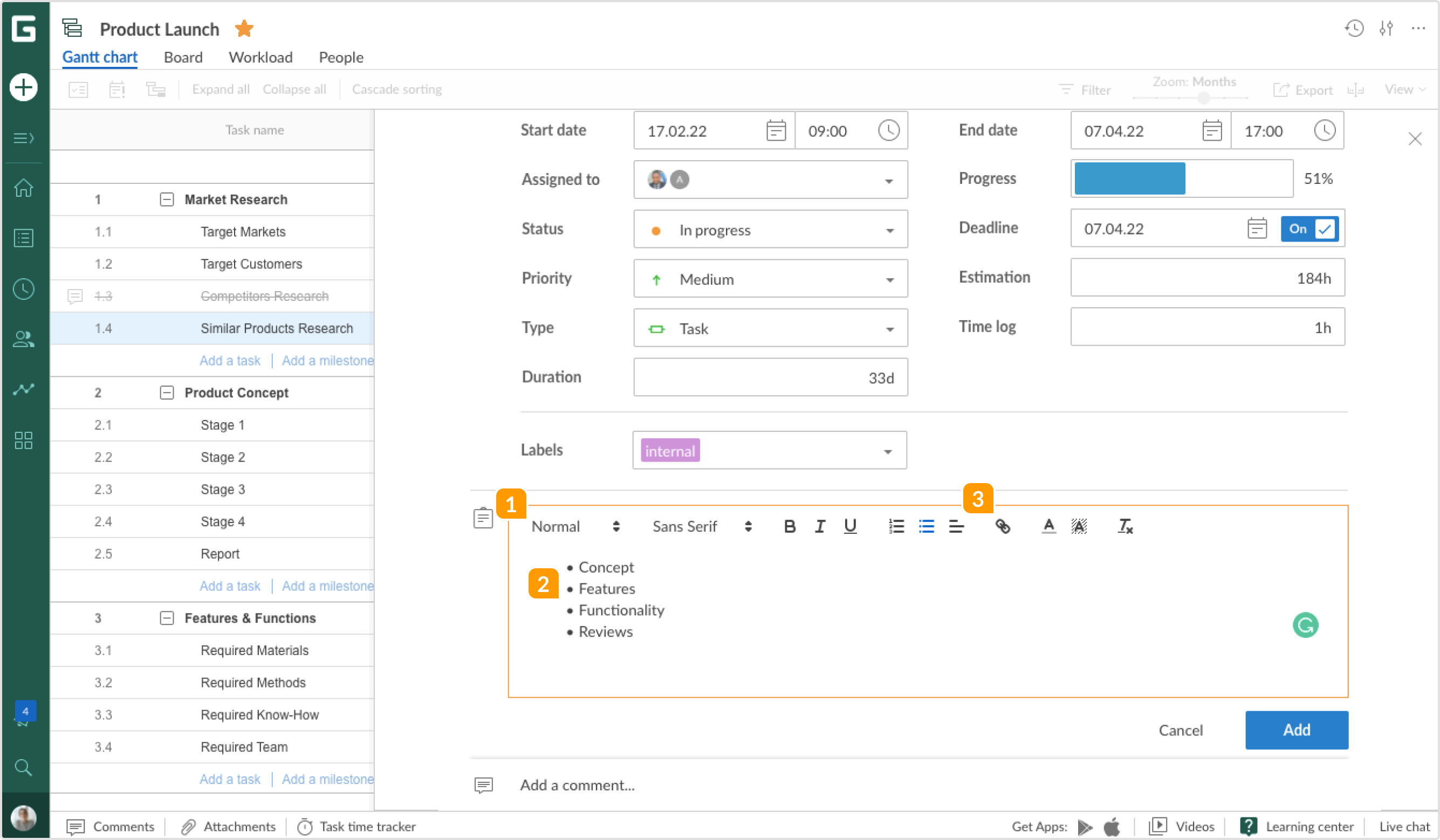 Task settings – GanttPRO Knowledge Base