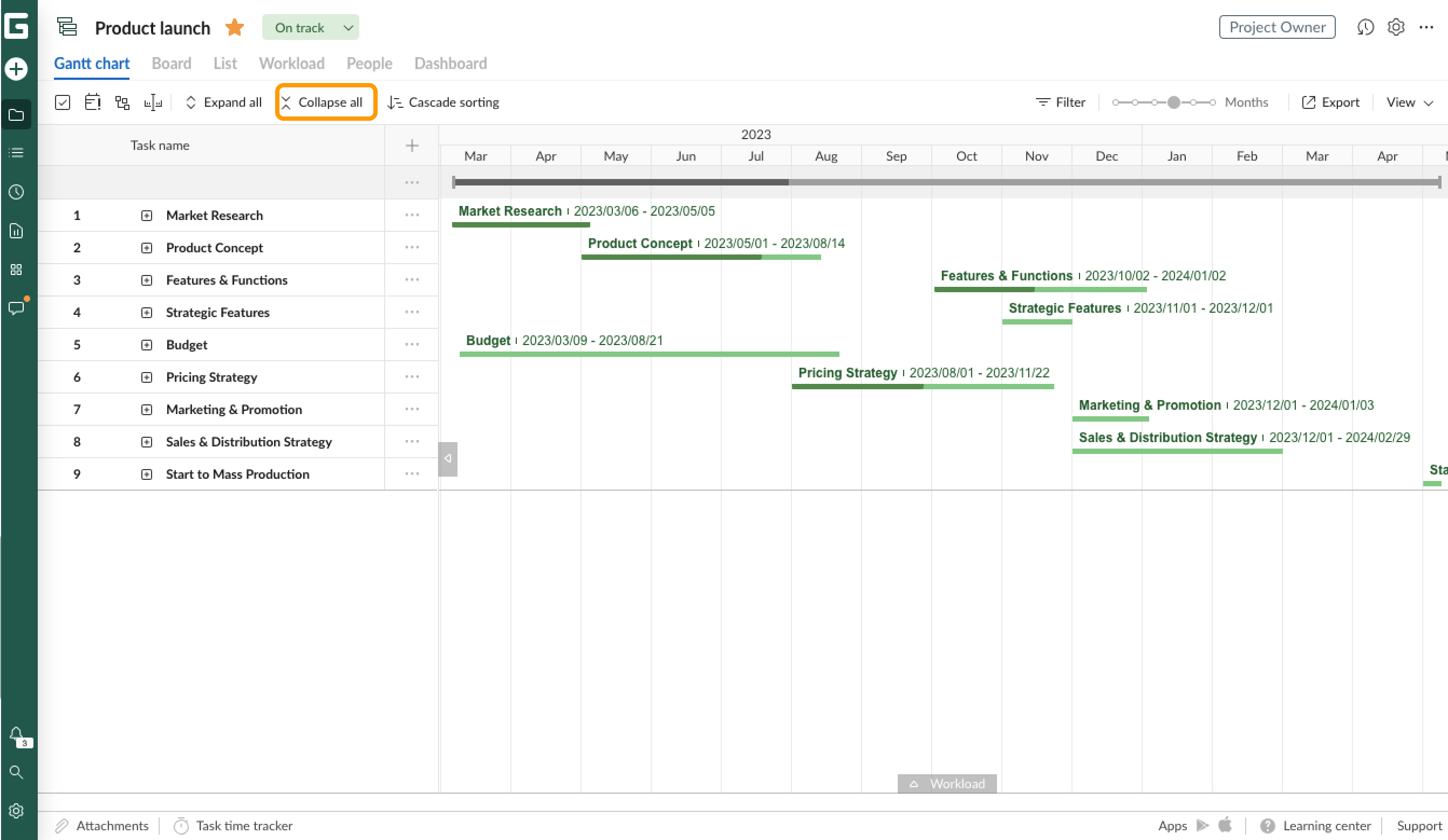 Collapse/Expand – GanttPRO Knowledge Base