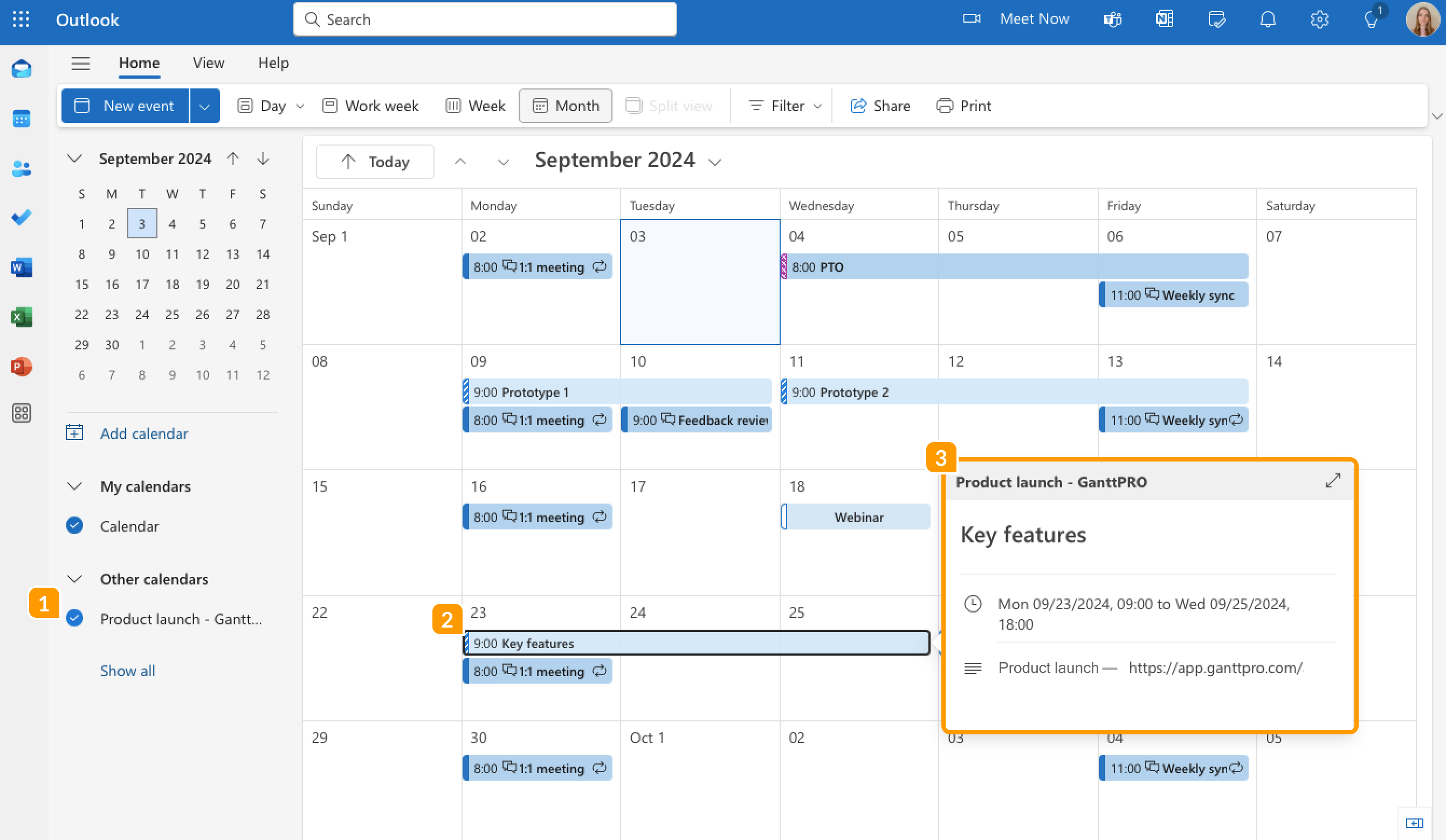 Integración con calendarios de Outlook Base de conocimientos de GanttPRO