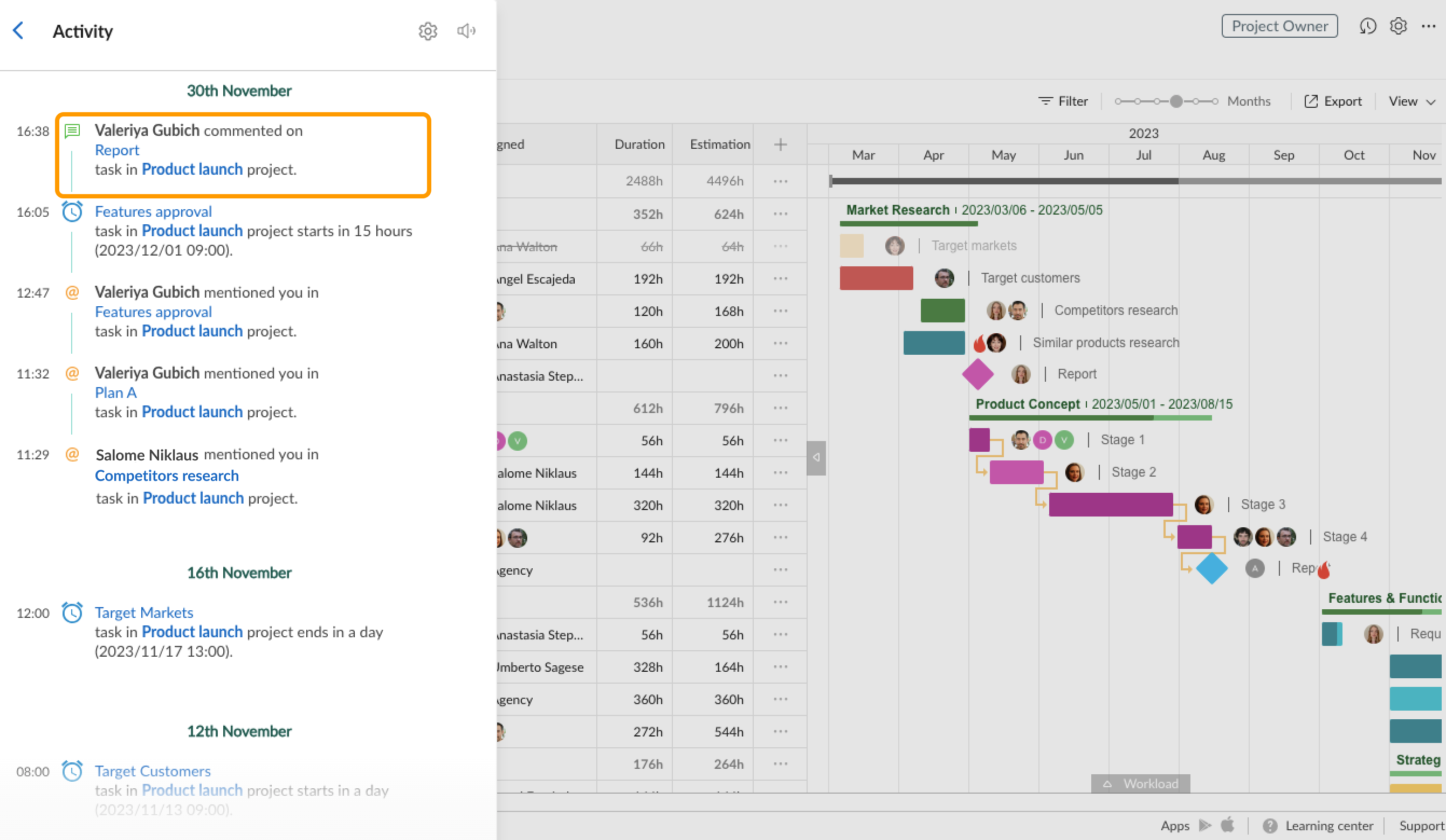 Team collaboration-Comments from Activity feed.png