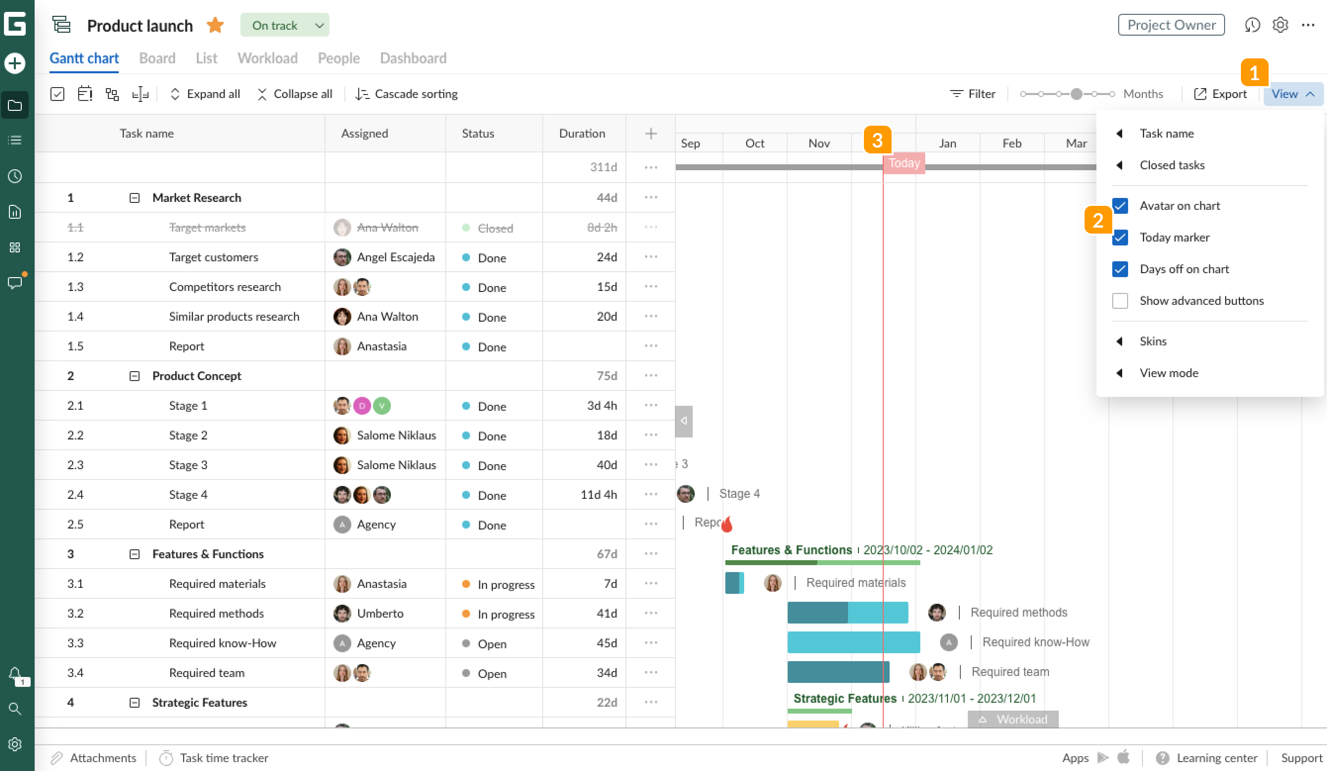 Gantt chart view - Today marker.png