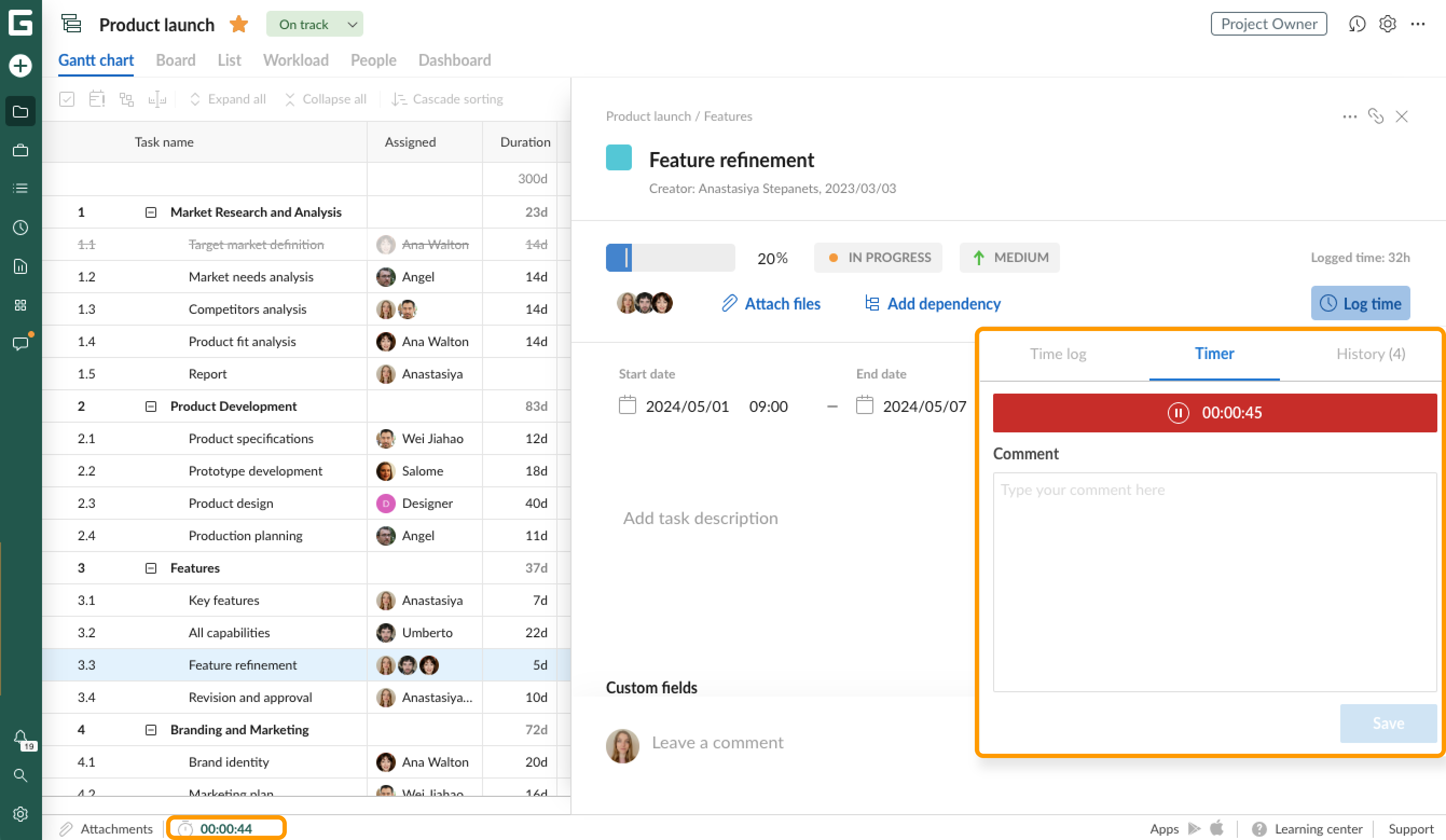 Resource management-Time log-Timer.png