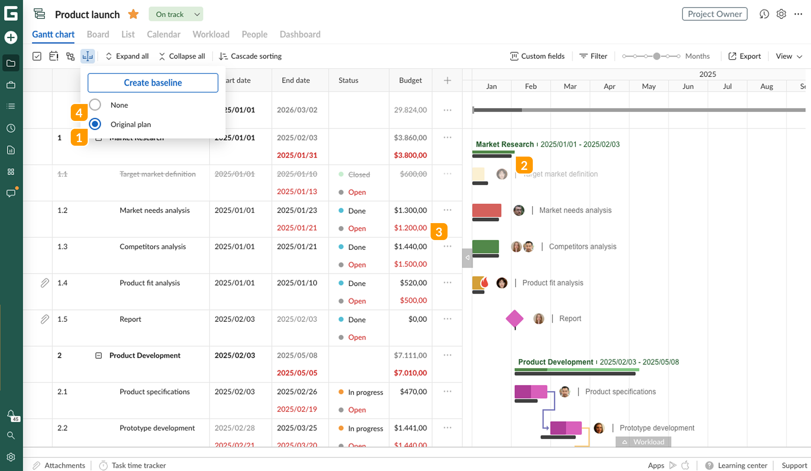Gantt chart view - Baseline view 2.png