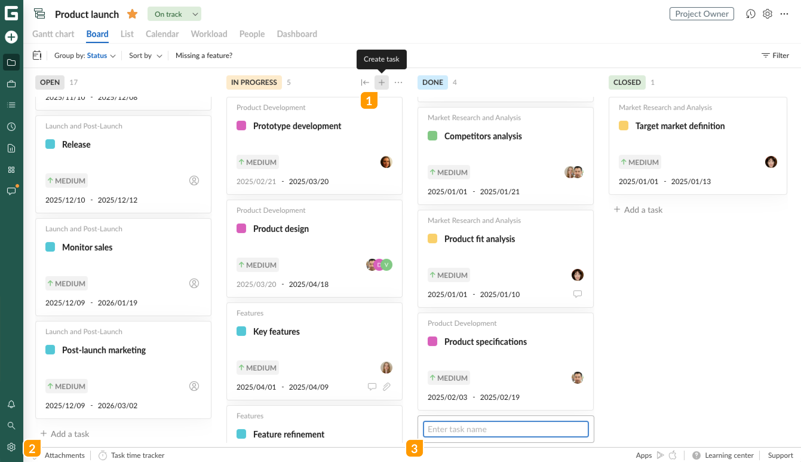Board view - create a task.png