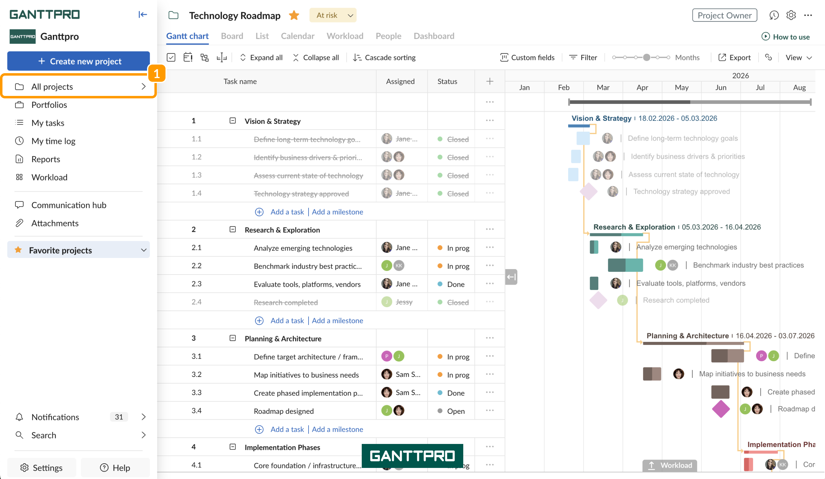 Restore an archived project - all projects.png