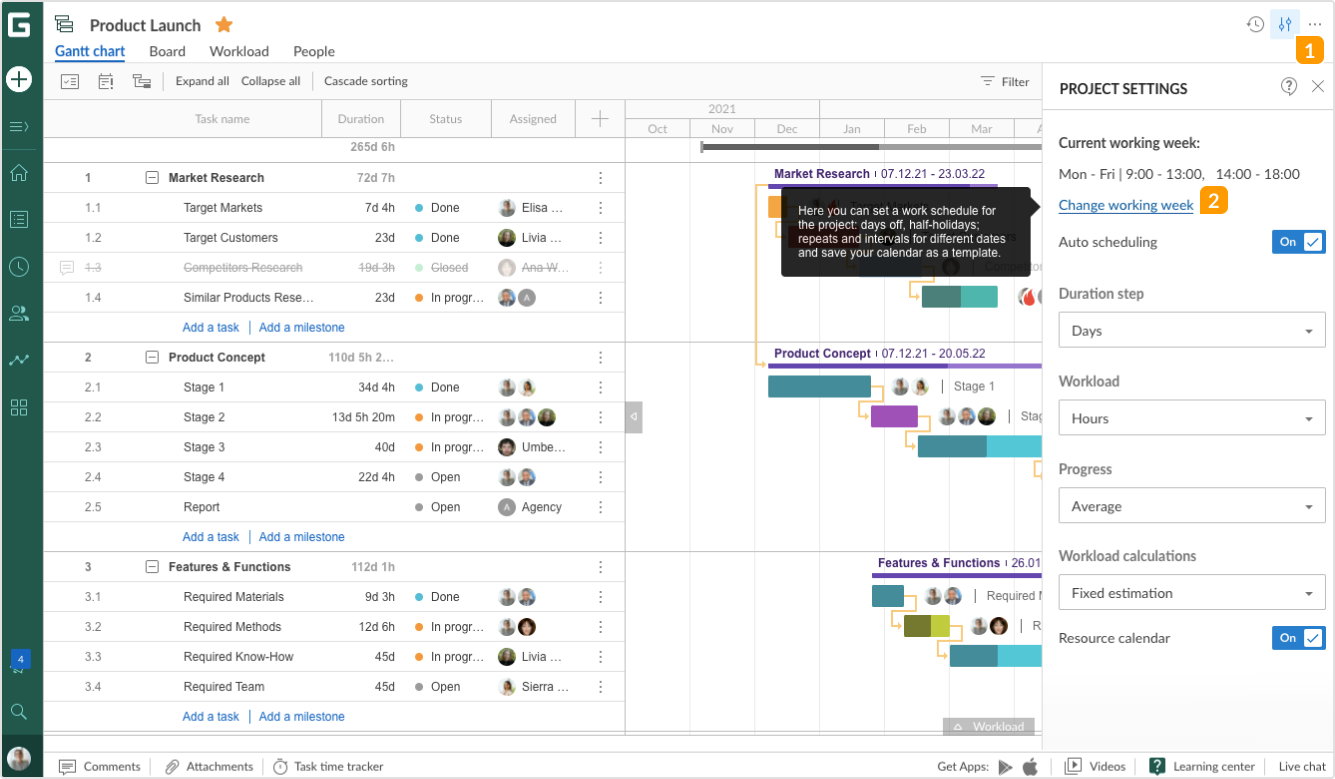 Project calendar GanttPRO Knowledge Base